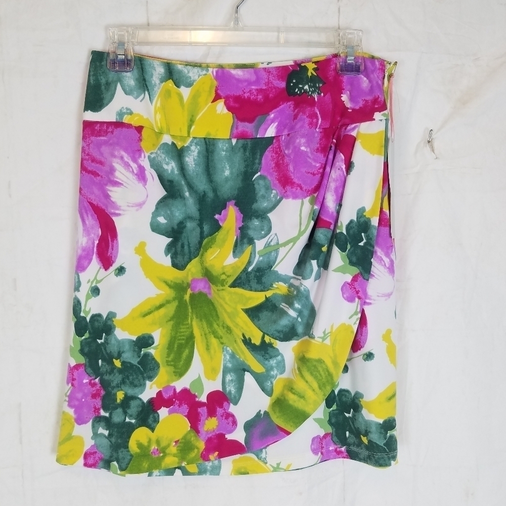 - Kelly & Diane floral faux wrap colorful skirt